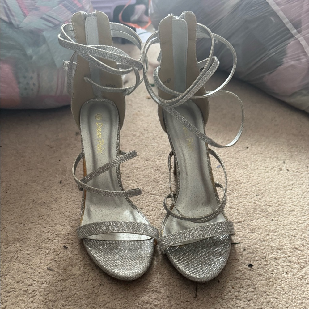 Silver high heels